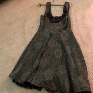 Free People Gray & Black Floral Fit & Flare Sleeveless Dress - XS